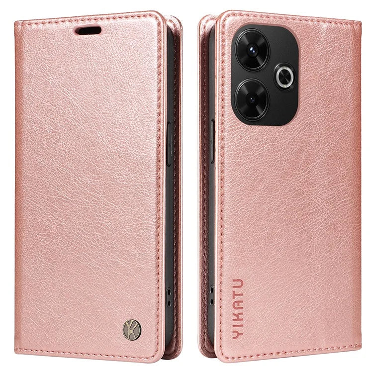 YIKATU YK-006 For Xiaomi Redmi 13 5G / 13 4G Phone Stand Case Litchi Texture Leather Phone Cover Wallet