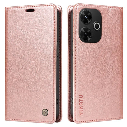 YIKATU YK-006 For Xiaomi Redmi 13 5G / 13 4G Phone Stand Case Litchi Texture Leather Phone Cover Wallet