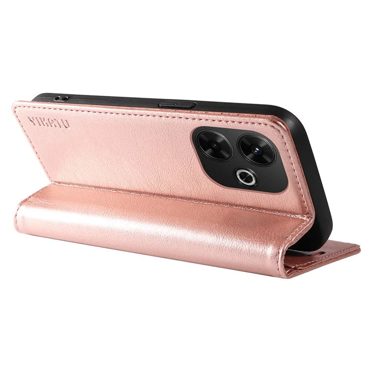 YIKATU YK-006 For Xiaomi Redmi 13 5G / 13 4G Phone Stand Case Litchi Texture Leather Phone Cover Wallet