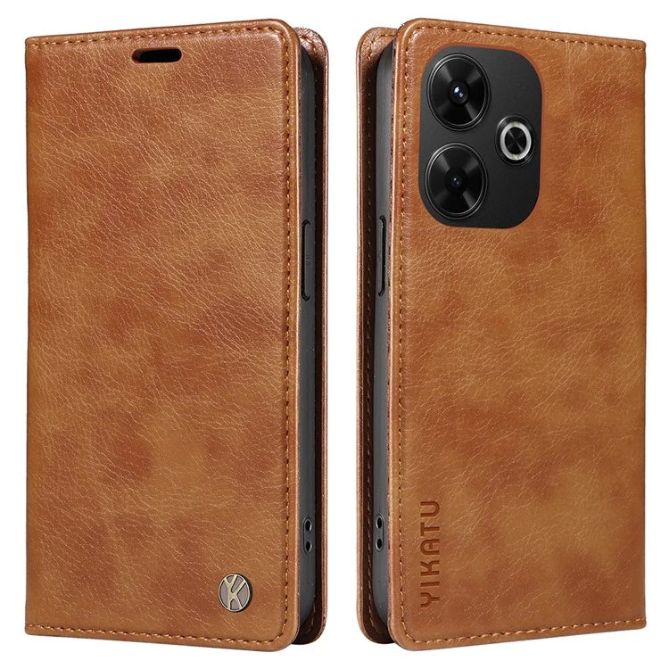 YIKATU YK-006 For Xiaomi Redmi 13 5G / 13 4G Phone Stand Case Litchi Texture Leather Phone Cover Wallet
