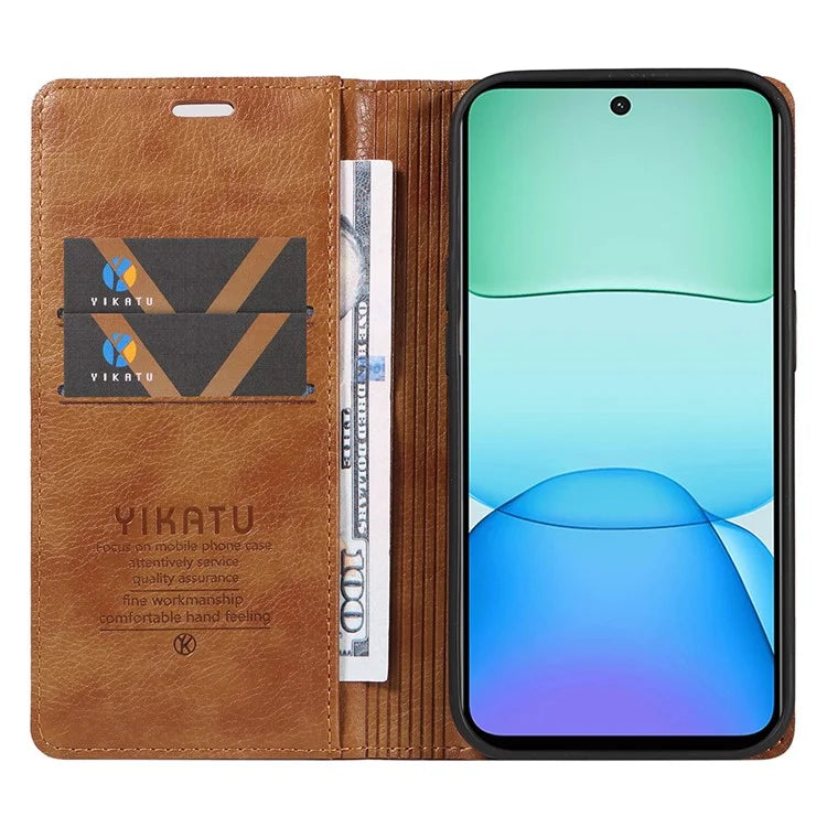 YIKATU YK-006 For Xiaomi Redmi 13 5G / 13 4G Phone Stand Case Litchi Texture Leather Phone Cover Wallet