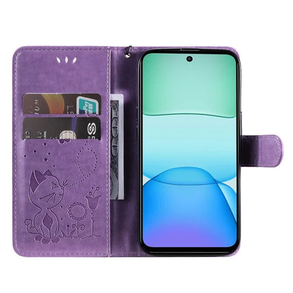 KT Imprinting Flower Series-4 For Xiaomi Redmi 13 5G / 13 4G Case Cat Bee Leather Phone Cover