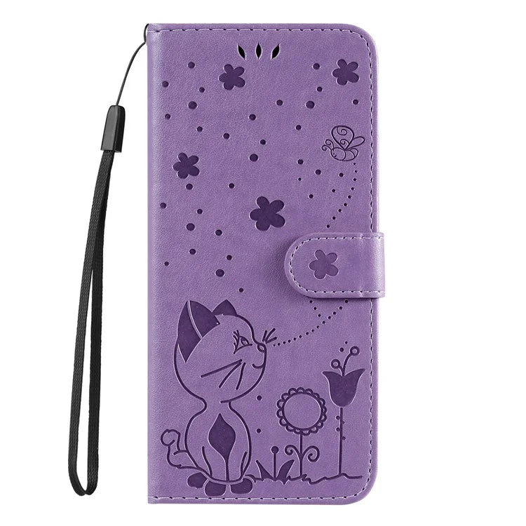 KT Imprinting Flower Series-4 For Xiaomi Redmi 13 5G / 13 4G Case Cat Bee Leather Phone Cover