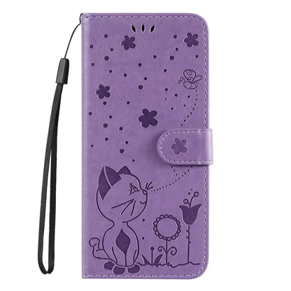 KT Imprinting Flower Series-4 For Xiaomi Redmi 13 5G / 13 4G Case Cat Bee Leather Phone Cover