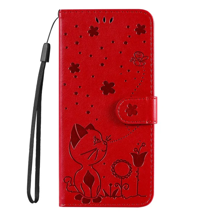 KT Imprinting Flower Series-4 For Xiaomi Redmi 13 5G / 13 4G Case Cat Bee Leather Phone Cover
