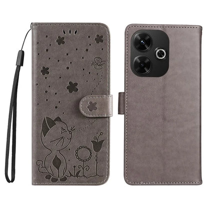 KT Imprinting Flower Series-4 For Xiaomi Redmi 13 5G / 13 4G Case Cat Bee Leather Phone Cover