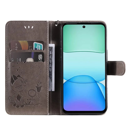 KT Imprinting Flower Series-4 For Xiaomi Redmi 13 5G / 13 4G Case Cat Bee Leather Phone Cover