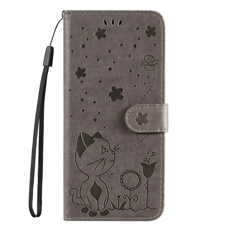 KT Imprinting Flower Series-4 For Xiaomi Redmi 13 5G / 13 4G Case Cat Bee Leather Phone Cover