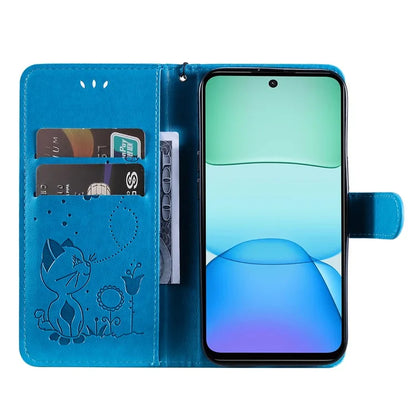 KT Imprinting Flower Series-4 For Xiaomi Redmi 13 5G / 13 4G Case Cat Bee Leather Phone Cover