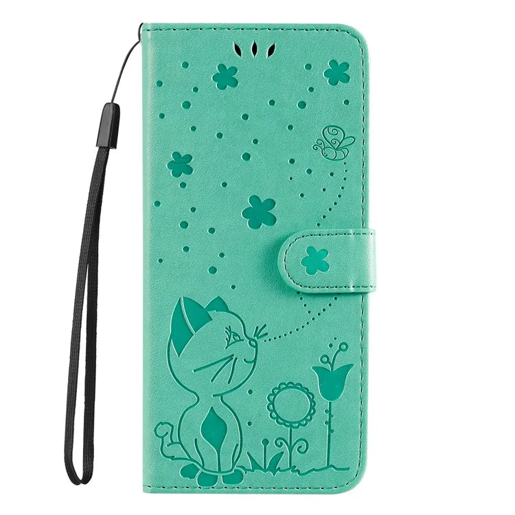 KT Imprinting Flower Series-4 For Xiaomi Redmi 13 5G / 13 4G Case Cat Bee Leather Phone Cover