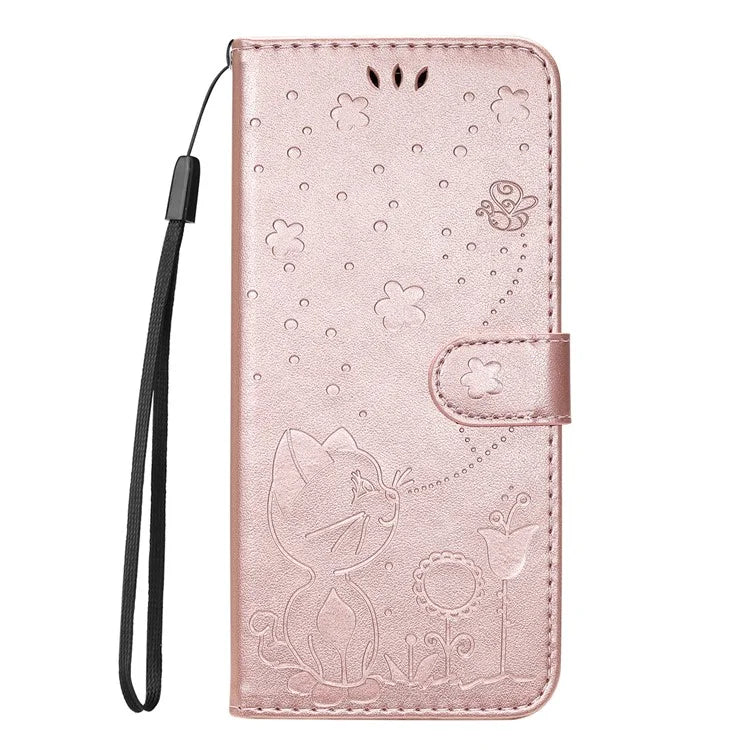 KT Imprinting Flower Series-4 For Xiaomi Redmi 13 5G / 13 4G Case Cat Bee Leather Phone Cover