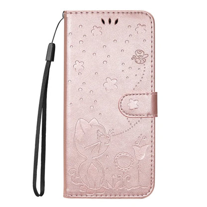 KT Imprinting Flower Series-4 For Xiaomi Redmi 13 5G / 13 4G Case Cat Bee Leather Phone Cover