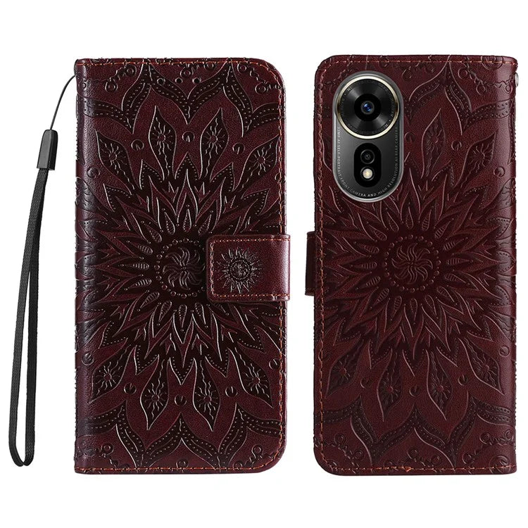 KT Imprinting Flower Series-1 For Xiaomi Redmi 13 5G / 13 4G Case Wallet Leather Phone Cover Sunflower