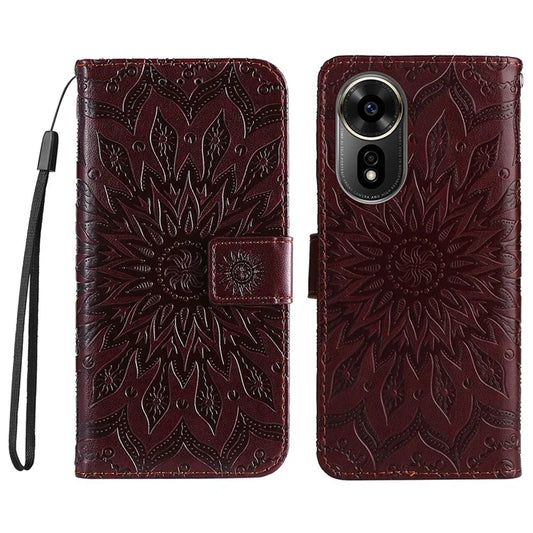 KT Imprinting Flower Series-1 For Xiaomi Redmi 13 5G / 13 4G Case Wallet Leather Phone Cover Sunflower