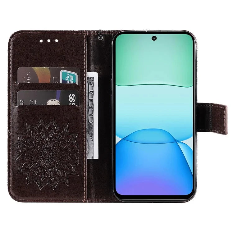 KT Imprinting Flower Series-1 For Xiaomi Redmi 13 5G / 13 4G Case Wallet Leather Phone Cover Sunflower