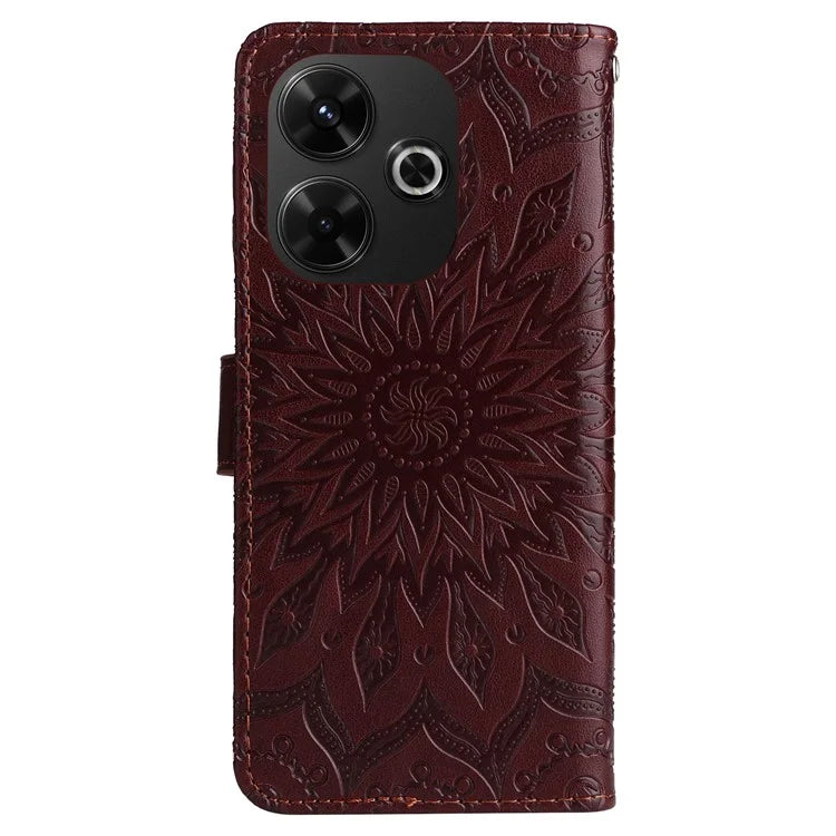 KT Imprinting Flower Series-1 For Xiaomi Redmi 13 5G / 13 4G Case Wallet Leather Phone Cover Sunflower