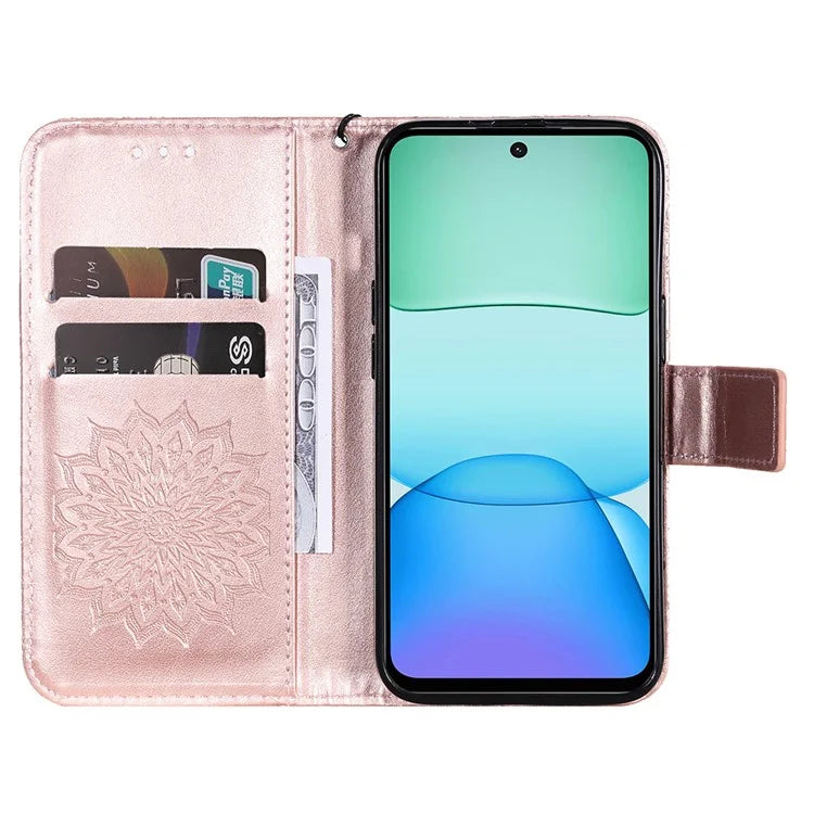 KT Imprinting Flower Series-1 For Xiaomi Redmi 13 5G / 13 4G Case Wallet Leather Phone Cover Sunflower