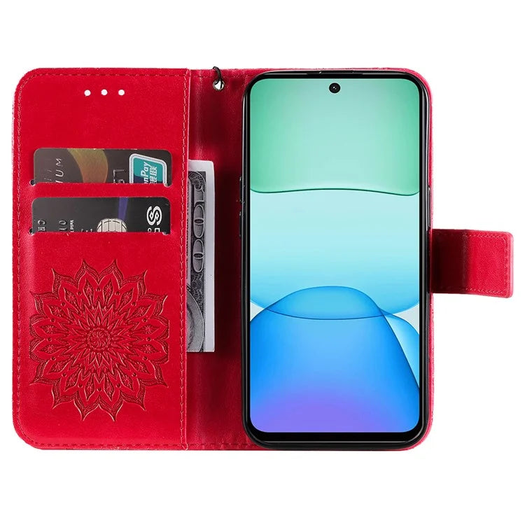 KT Imprinting Flower Series-1 For Xiaomi Redmi 13 5G / 13 4G Case Wallet Leather Phone Cover Sunflower
