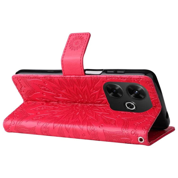 KT Imprinting Flower Series-1 For Xiaomi Redmi 13 5G / 13 4G Case Wallet Leather Phone Cover Sunflower