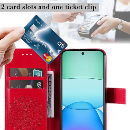 KT Imprinting Flower Series-1 For Xiaomi Redmi 13 5G / 13 4G Case Wallet Leather Phone Cover Sunflower