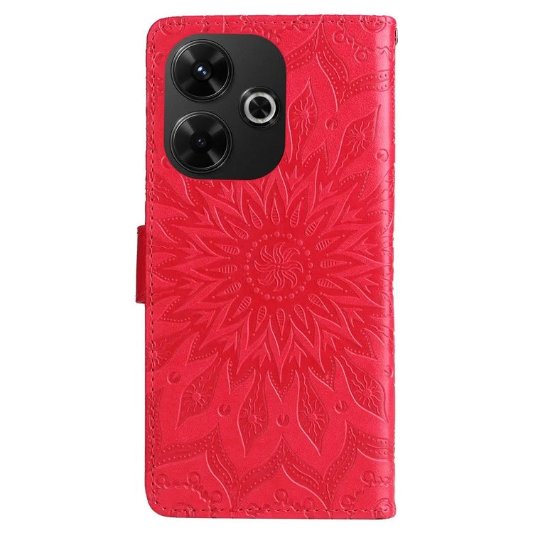 KT Imprinting Flower Series-1 For Xiaomi Redmi 13 5G / 13 4G Case Wallet Leather Phone Cover Sunflower
