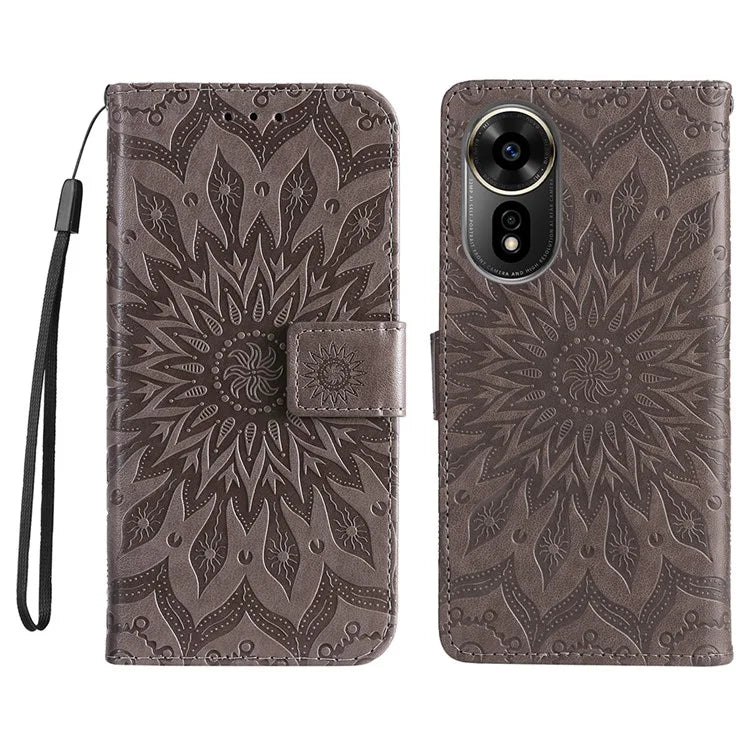 KT Imprinting Flower Series-1 For Xiaomi Redmi 13 5G / 13 4G Case Wallet Leather Phone Cover Sunflower