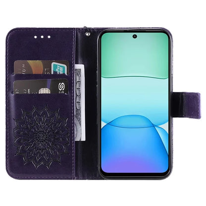 KT Imprinting Flower Series-1 For Xiaomi Redmi 13 5G / 13 4G Case Wallet Leather Phone Cover Sunflower
