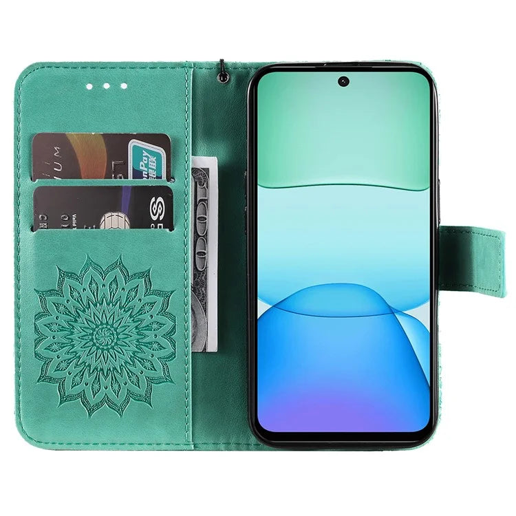 KT Imprinting Flower Series-1 For Xiaomi Redmi 13 5G / 13 4G Case Wallet Leather Phone Cover Sunflower