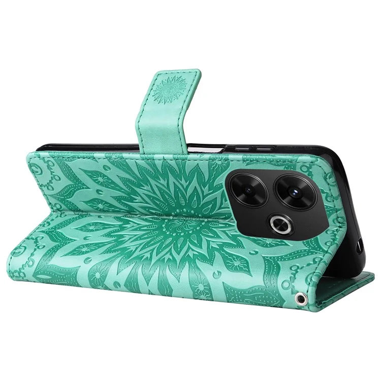 KT Imprinting Flower Series-1 For Xiaomi Redmi 13 5G / 13 4G Case Wallet Leather Phone Cover Sunflower