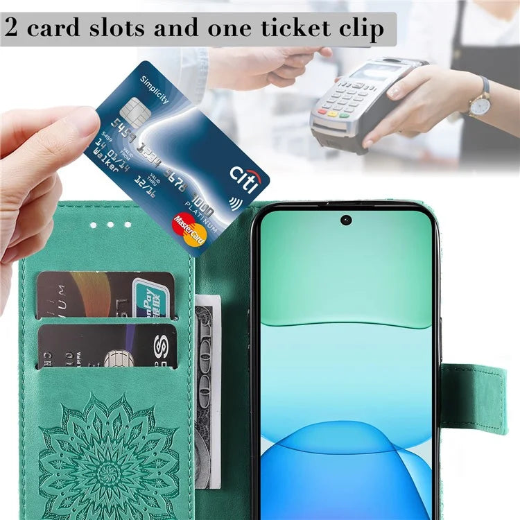 KT Imprinting Flower Series-1 For Xiaomi Redmi 13 5G / 13 4G Case Wallet Leather Phone Cover Sunflower