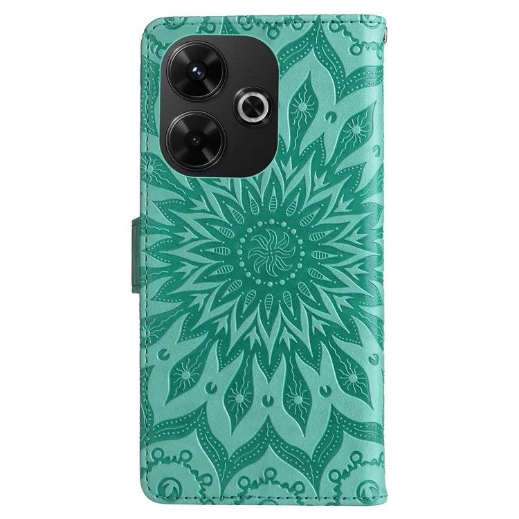 KT Imprinting Flower Series-1 For Xiaomi Redmi 13 5G / 13 4G Case Wallet Leather Phone Cover Sunflower