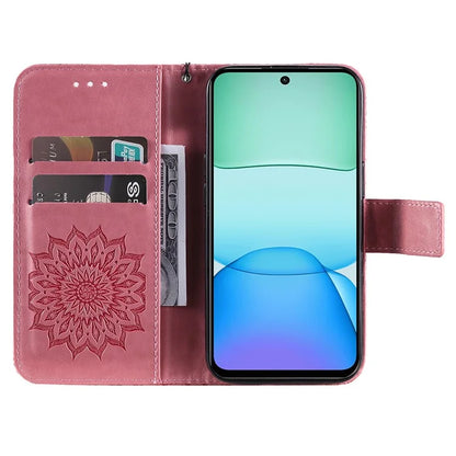 KT Imprinting Flower Series-1 For Xiaomi Redmi 13 5G / 13 4G Case Wallet Leather Phone Cover Sunflower