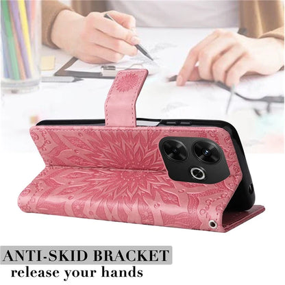 KT Imprinting Flower Series-1 For Xiaomi Redmi 13 5G / 13 4G Case Wallet Leather Phone Cover Sunflower