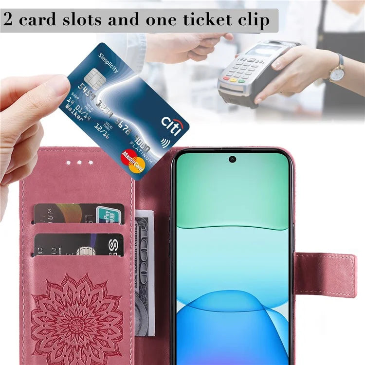 KT Imprinting Flower Series-1 For Xiaomi Redmi 13 5G / 13 4G Case Wallet Leather Phone Cover Sunflower