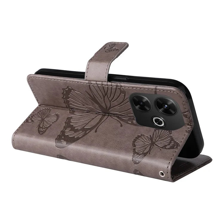 KT Imprinting Flower Series-2 For Xiaomi Redmi 13 5G / 13 4G Case Floral Butterfly Leather Stand Phone Cover