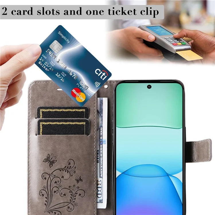KT Imprinting Flower Series-2 For Xiaomi Redmi 13 5G / 13 4G Case Floral Butterfly Leather Stand Phone Cover