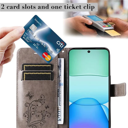 KT Imprinting Flower Series-2 For Xiaomi Redmi 13 5G / 13 4G Case Floral Butterfly Leather Stand Phone Cover
