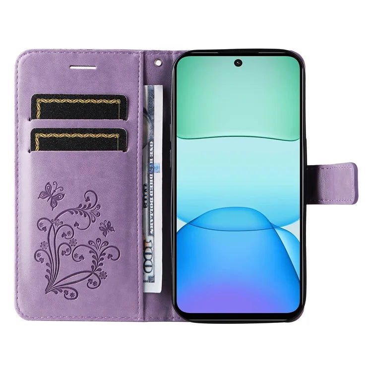 KT Imprinting Flower Series-2 For Xiaomi Redmi 13 5G / 13 4G Case Floral Butterfly Leather Stand Phone Cover