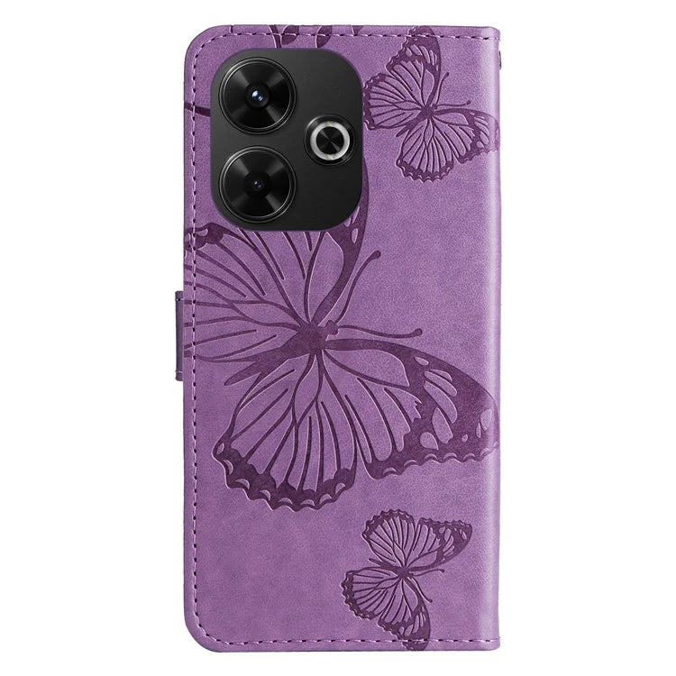 KT Imprinting Flower Series-2 For Xiaomi Redmi 13 5G / 13 4G Case Floral Butterfly Leather Stand Phone Cover