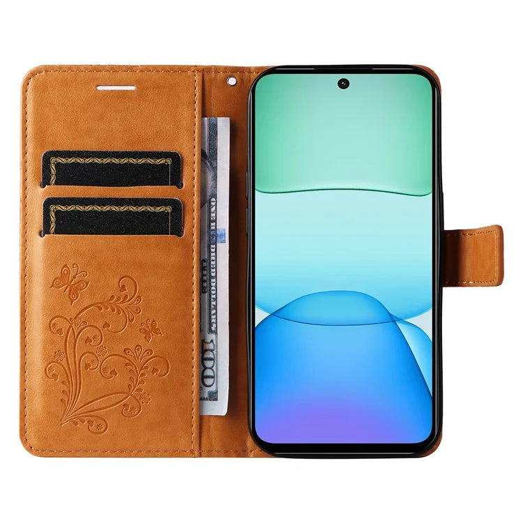 KT Imprinting Flower Series-2 For Xiaomi Redmi 13 5G / 13 4G Case Floral Butterfly Leather Stand Phone Cover