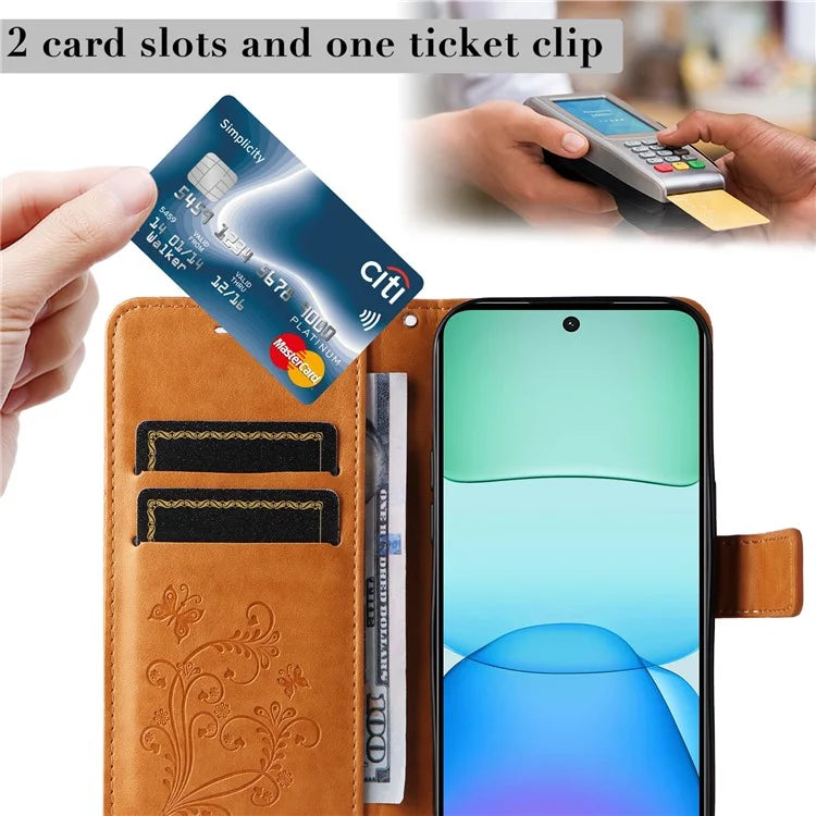KT Imprinting Flower Series-2 For Xiaomi Redmi 13 5G / 13 4G Case Floral Butterfly Leather Stand Phone Cover