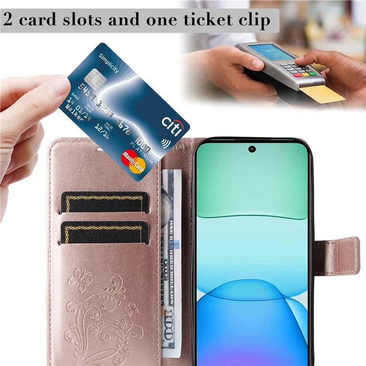 KT Imprinting Flower Series-2 For Xiaomi Redmi 13 5G / 13 4G Case Floral Butterfly Leather Stand Phone Cover
