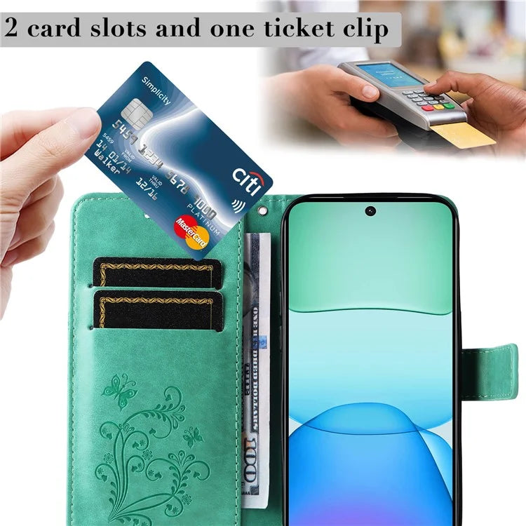 KT Imprinting Flower Series-2 For Xiaomi Redmi 13 5G / 13 4G Case Floral Butterfly Leather Stand Phone Cover