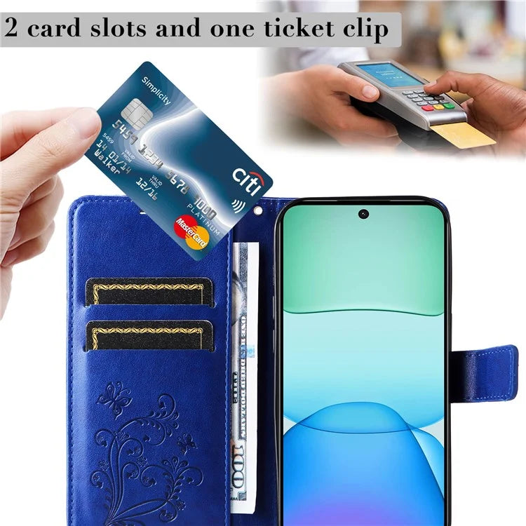 KT Imprinting Flower Series-2 For Xiaomi Redmi 13 5G / 13 4G Case Floral Butterfly Leather Stand Phone Cover