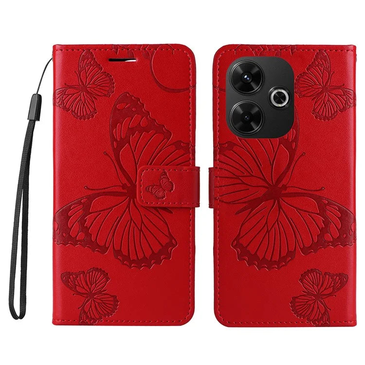 KT Imprinting Flower Series-2 For Xiaomi Redmi 13 5G / 13 4G Case Floral Butterfly Leather Stand Phone Cover