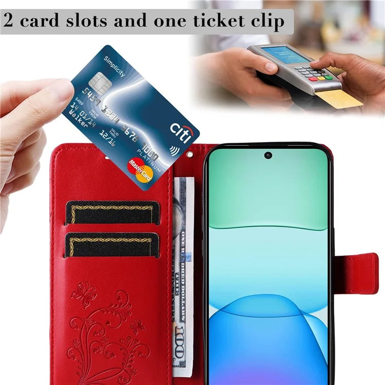 KT Imprinting Flower Series-2 For Xiaomi Redmi 13 5G / 13 4G Case Floral Butterfly Leather Stand Phone Cover