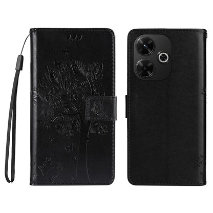 KT Imprinting Flower Series-3 For Xiaomi Redmi 13 5G / 13 4G Case Leather Phone Cover Folio Wallet Cat Tree Pattern