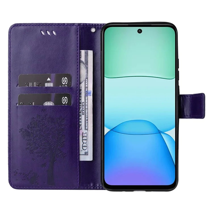 KT Imprinting Flower Series-3 For Xiaomi Redmi 13 5G / 13 4G Case Leather Phone Cover Folio Wallet Cat Tree Pattern