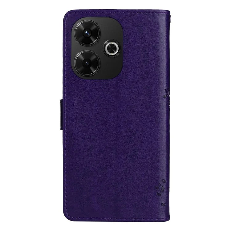 KT Imprinting Flower Series-3 For Xiaomi Redmi 13 5G / 13 4G Case Leather Phone Cover Folio Wallet Cat Tree Pattern
