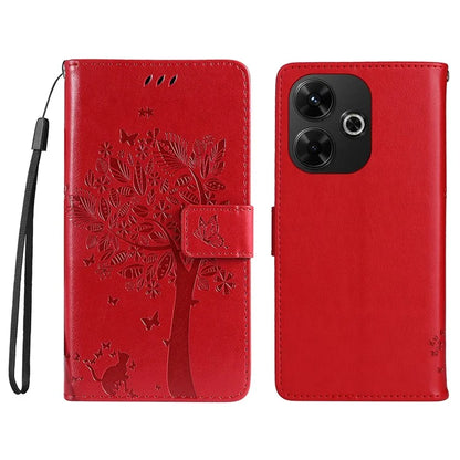 KT Imprinting Flower Series-3 For Xiaomi Redmi 13 5G / 13 4G Case Leather Phone Cover Folio Wallet Cat Tree Pattern